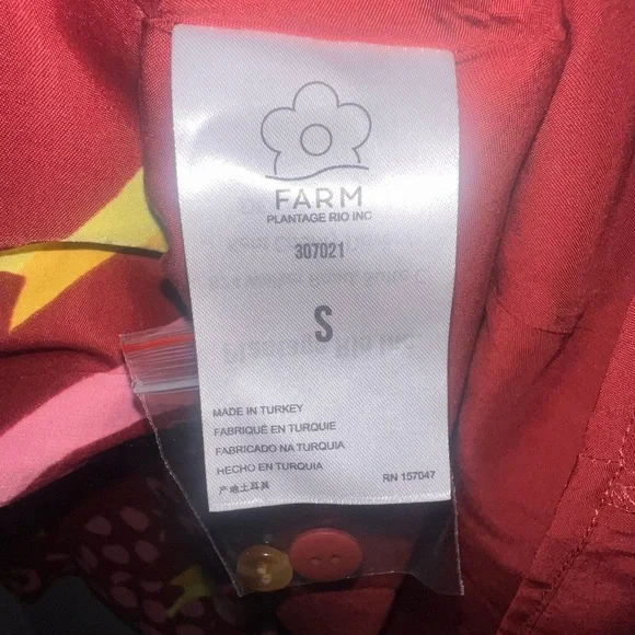 EUC FARM Rio Toucanissimo Long Sleeve Print Wrap Dress Burgundy Small Beaded - Picture 8 of 8